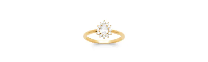 Bague Marquise Cristal Blanc Cubis Zirconium En Plaqué Or 18 Carats 750/000