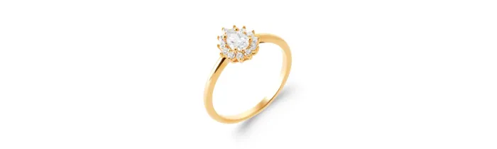 Bague Marquise Cristal Blanc Cubis Zirconium En Plaqué Or 18 Carats 750/000
