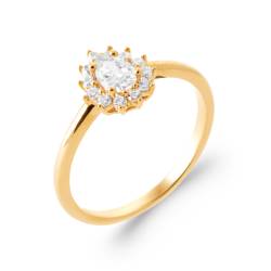 Bague Marquise Cristal Blanc Cubis Zirconium En Plaqué Or 18 Carats 750/000