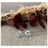 Boucles D'oreilles Puces "Dauphin" Cristal Bleu En Argent 925/1000 Rhodié
