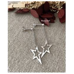 Boucles D'oreilles "Etoiles" pendantes Argent Massif 925/000 Rhodié