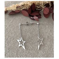 Boucles D'oreilles "Etoiles" pendantes Argent Massif 925/000 Rhodié