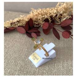 Bague Ouverte Empierrée Véritable Péridot En Plaqué or 18 Carats 750/1000 T50 à 60