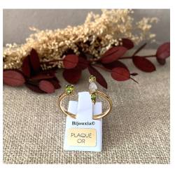 Bague Ouverte Empierrée Véritable Péridot En Plaqué or 18 Carats 750/1000 T50 à 60
