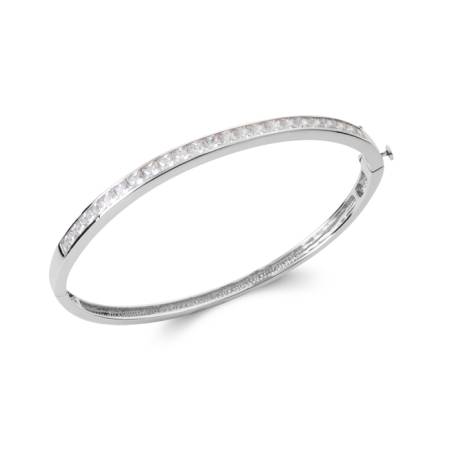 Bracelet Jonc contour Zirconium Ouvrable Argent Massif 925/1000 Bijoux Femme