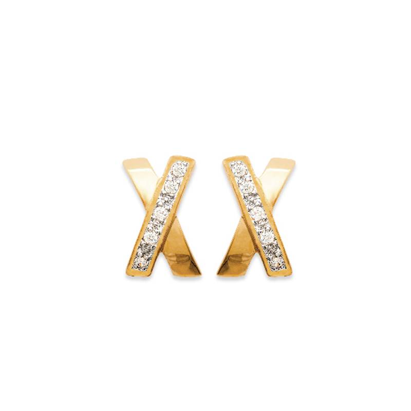 Boucle D'oreilles Croisées Oxyde De Zirconium Plaqué Or 18 carats