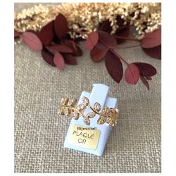 Bague Feuille De Laurier Zirconium Plaqué or 18 CARATS BIJOUX Tailles AUX CHOIX