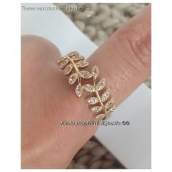 Bague Feuille De Laurier Zirconium Plaqué or 18 CARATS BIJOUX Tailles AUX CHOIX