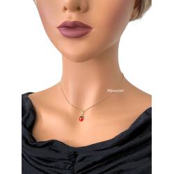Collier Chaîne + Pendentif Coccinelle Plaqué Or 18 Carats 750/000