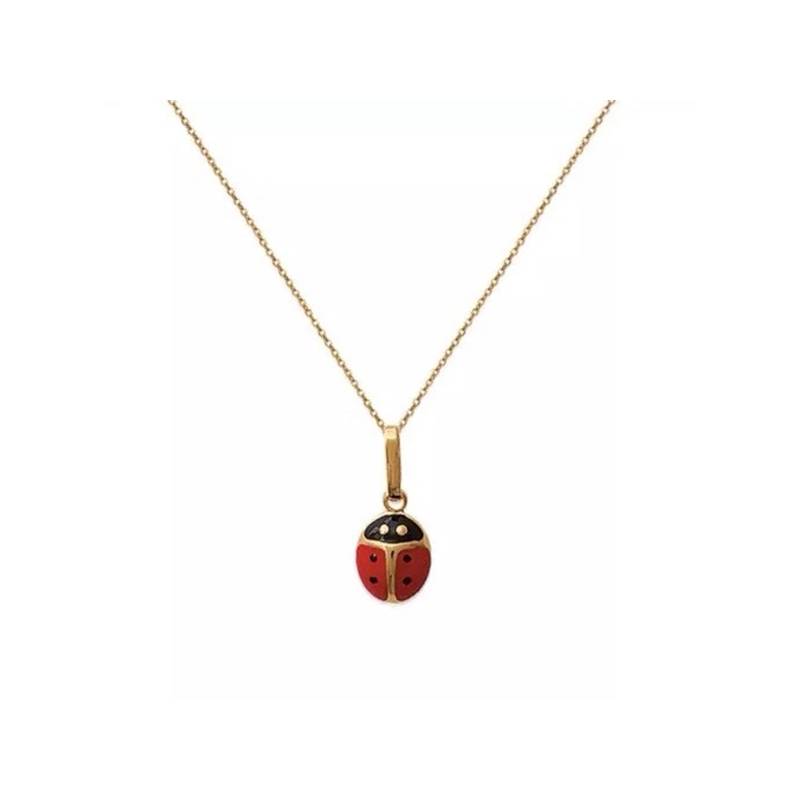 Collier Chaîne + Pendentif Coccinelle Plaqué Or 18 Carats 750/000