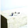 Boucles D'oreilles Puces Cristal Bleu Saphir Rond 4MM Argent Massif 925/1000