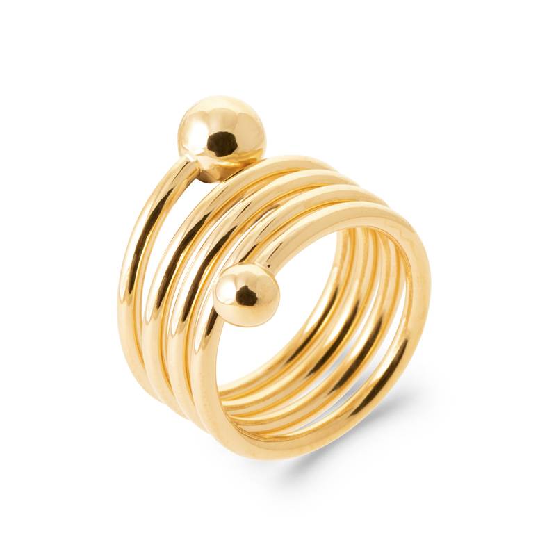 Bague Large Multi Rangs Boules En Plaqué Or 18 Carats Tailles 50 à 60