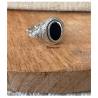Bague Chevalière Homme Cabochon Agate Noire Argent 925 Vieilli Tailles 58 à 66