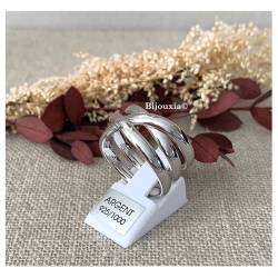 Bague Large Multi Rangs Croisés En Argent Massif Rhodié 925/000