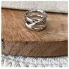 Bague Large Multi Rangs Croisés En Argent Massif Rhodié 925/000