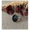 Bague Recto Verso En Laque Noire En Plaqué Or 18 Carats T50 à T60