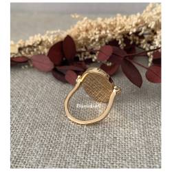 Bague Recto Verso En Laque Noire En Plaqué Or 18 Carats T50 à T60