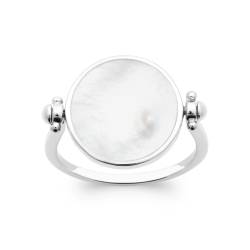 Bague Recto Verso Nacre En Argent Massif 925/1000 T50 à T60