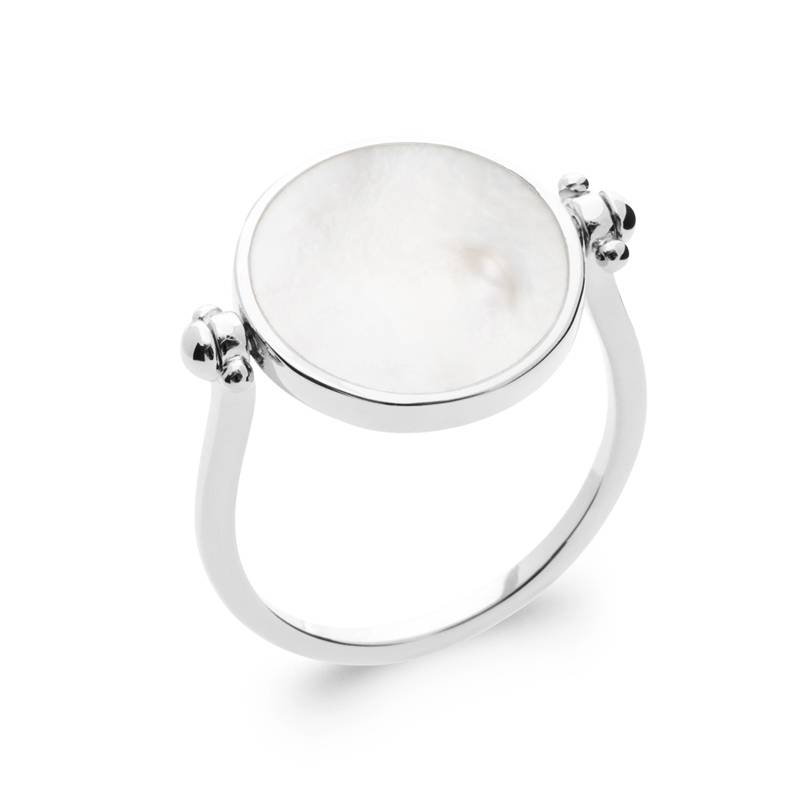 Bague Recto Verso Nacre En Argent Massif 925/1000 T50 à T60