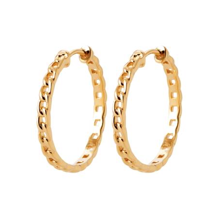 Boucles D'oreilles Créoles Ouvrantes Diamètre 3CM Motif Chaîne Plaqué Or 18 Carats 750/1000