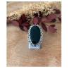 Bague Longue Cabochon Pierre Onyx Vintage, Argent Aspect Vieilli 925/000