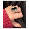 Bague Longue Cabochon Pierre Onyx Vintage, Argent Aspect Vieilli 925/000