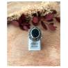Bague Ovale Cabochon Pierre Onyx Vintage, Argent Aspect Vieilli 925/000