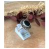 Bague Ovale Cabochon Pierre Onyx Vintage, Argent Aspect Vieilli 925/000