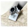 Bague Marquise Cabochon Pierre Onyx Vintage, Argent Aspect Vieilli 925/000