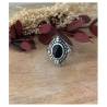 Bague Marquise Cabochon Pierre Onyx Vintage, Argent Aspect Vieilli 925/000