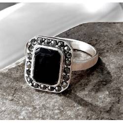 Bague pierre onyx carré &...