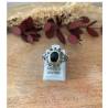 Bague fleur pierre noire Onyx en argent style vintage 925/000