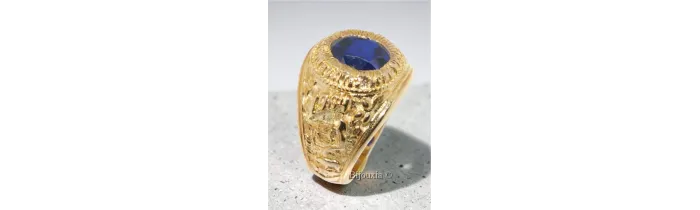 Chevalière US Américaine En Plaqué Or 18 Ct Pierre Bleu Saphir Tailles 52 à 72