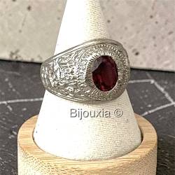 Chevalière US Américaine En Argent 925/000 Pierre Rouge Rubis Tailles 52 à 72