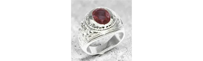 Chevalière US Américaine En Argent 925/000 Pierre Rouge Rubis Tailles 52 à 72