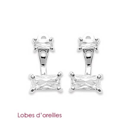 Boucles d'oreilles LOBES Oxyde de Zirconium En Argent Massif Rhodié 925