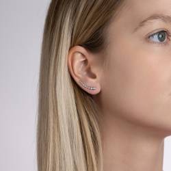 Boucles D'oreilles Lobes 9 cristaux ZIRCONIUM Argent 925 Rhodié Bijoux