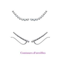 Boucles D'oreilles Lobes 9 cristaux ZIRCONIUM Argent 925 Rhodié Bijoux