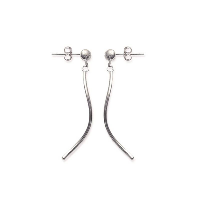 Boucles D'oreilles Tige Ondulée Argent Massif 925/000 Rhodié