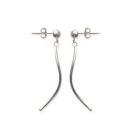 Boucles D'oreilles Tige Ondulée Argent Massif 925/000 Rhodié