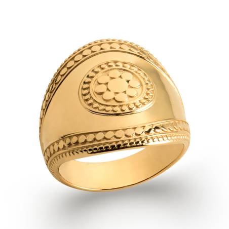 Bague Royale Chevalière Bombée Plaqué or 18 carats Bijou T50 à 60