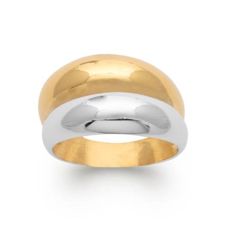 Bague Bicolore Bombée Plaqué Or 18 Carats Bijoux TAILLES 50 à 62
