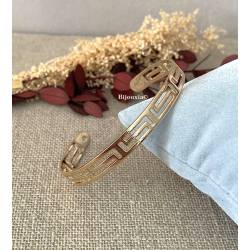 Bracelet Jonc Ciselé Ouvert En Plaqué Or 18 Carats 750/1000