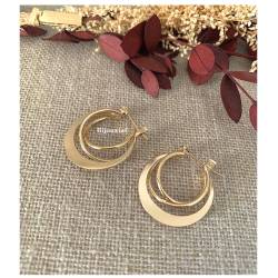 Boucles D'oreilles Créoles Triple Anneaux En Plaqué Or 18 carats 750/000