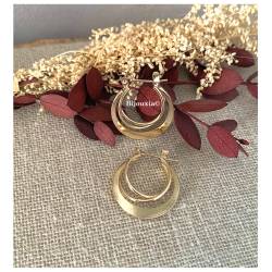 Boucles D'oreilles Créoles Triple Anneaux En Plaqué Or 18 carats 750/000