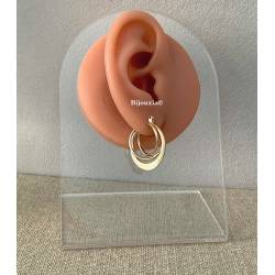 Boucles D'oreilles Créoles Triple Anneaux En Plaqué Or 18 carats 750/000