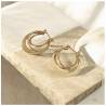 Boucles D'oreilles Créoles Triple Anneaux En Plaqué Or 18 carats 750/000
