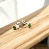 Boucles D'oreilles Puces Zirconium Vert Péridot 3MM Argent 925/1000 Bijoux