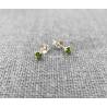 Boucles D'oreilles Puces Zirconium Vert Péridot 3MM Argent 925/1000 Bijoux