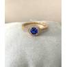 Bague Solitaire Pierre Bleu Zirconium Saphir Plaqué Or 750/000 Tailles 50 à 60